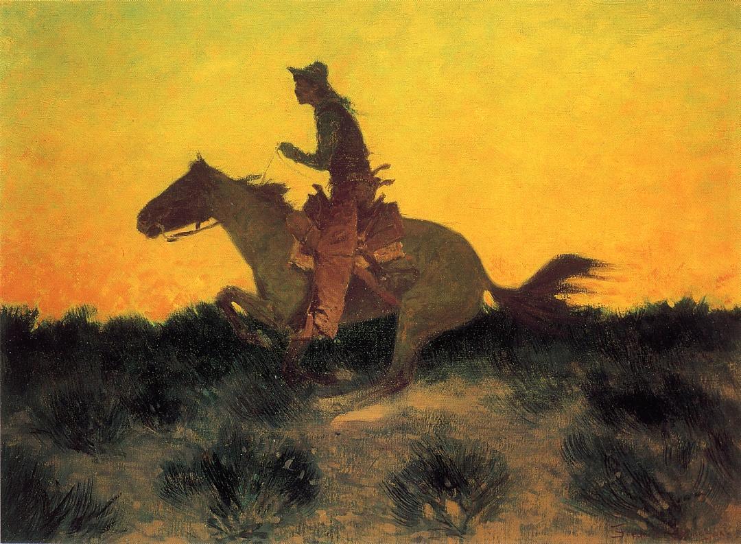 Frederic Remington Against the Sunset